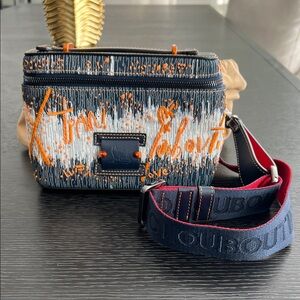 Christian Louboutin Navy and Orange Belt Bag. Authentic